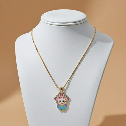 Kawaii Enamel Character Pendant Necklace