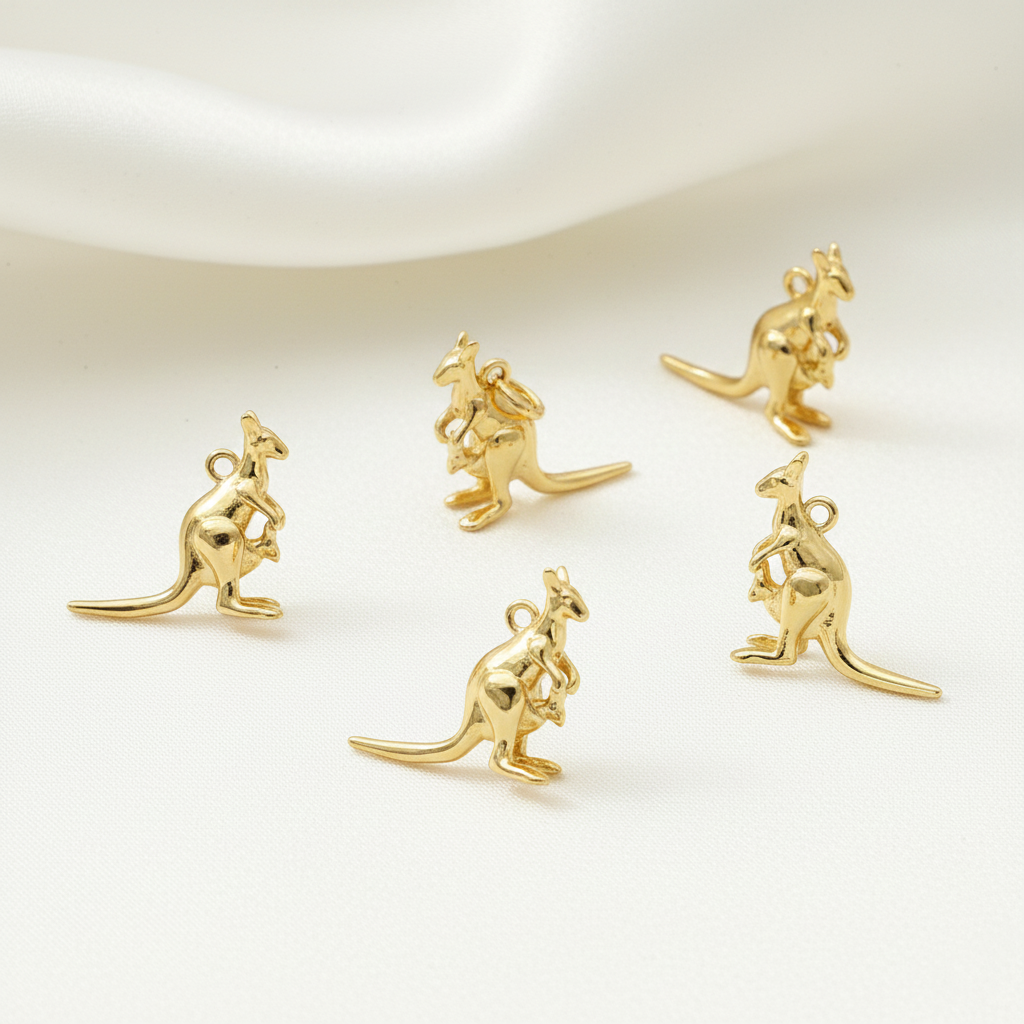 Gold Kangaroo Charm – Cute Australian Animal Pendant