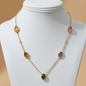 Pastel Teardrop Gem Station Necklace