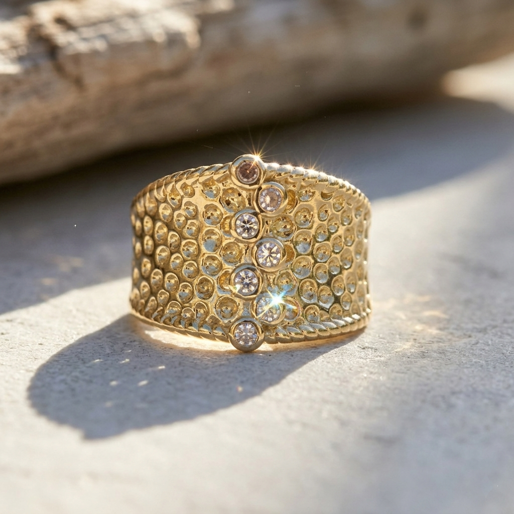 Gold Textured Statement Ring
