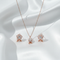 Rose Gold Finish Floral Necklace & Earrings Set