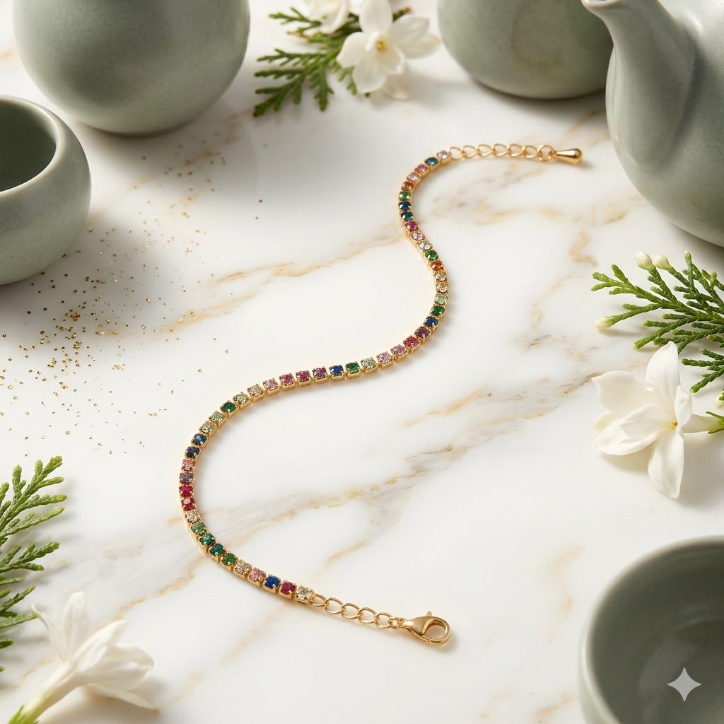 Multi Color Moissanite Tennis Bracelet