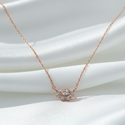 Sunburst Crystal Necklace & Stud Earrings Jewelry Set