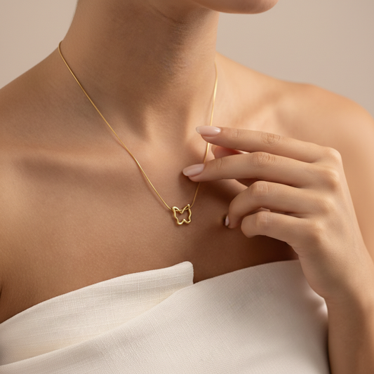 Minimal Butterfly Outline Pendant Necklace
