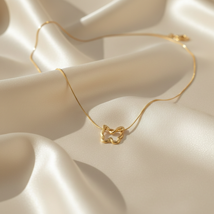 Minimal Butterfly Outline Pendant Necklace