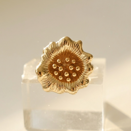 Gold Plated Flower Statement Ring