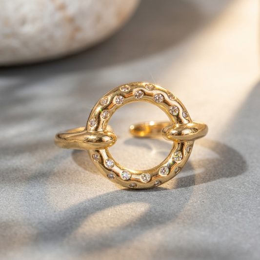 Aurelia Crystal Link Gold Ring
