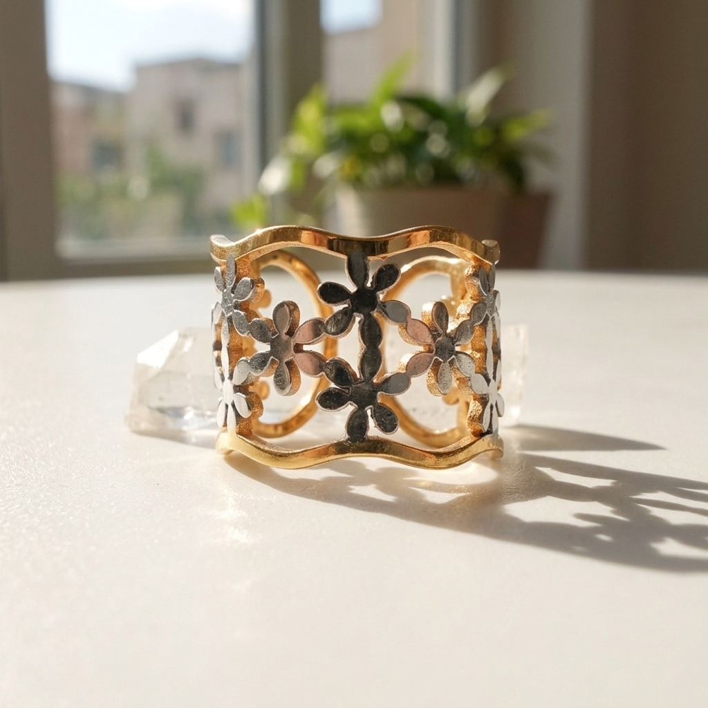 Floral Gold Open Ring