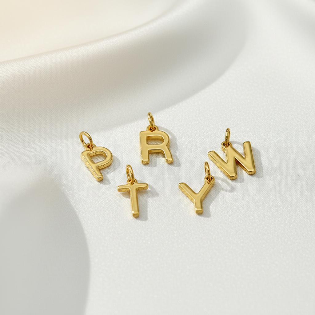 Gold Simple Alphabet Initial Charm