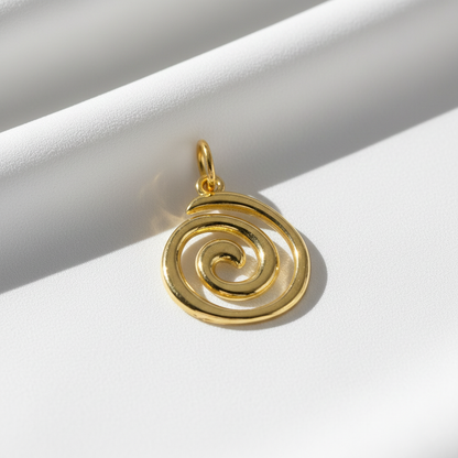 Gold Plated Spiral Swirl Charm Pendant