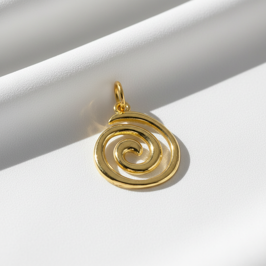 Gold Plated Spiral Swirl Charm Pendant