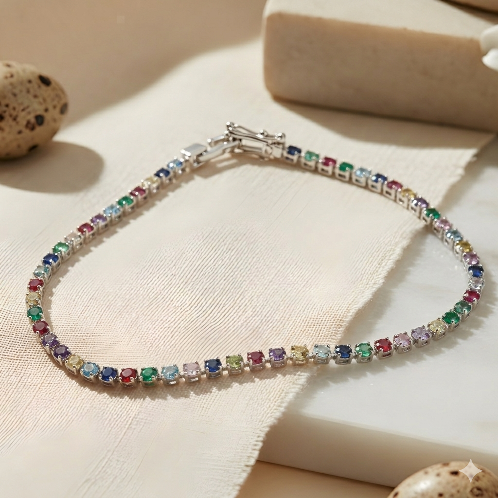 Stainless Steel Rainbow Tennis Bracelet