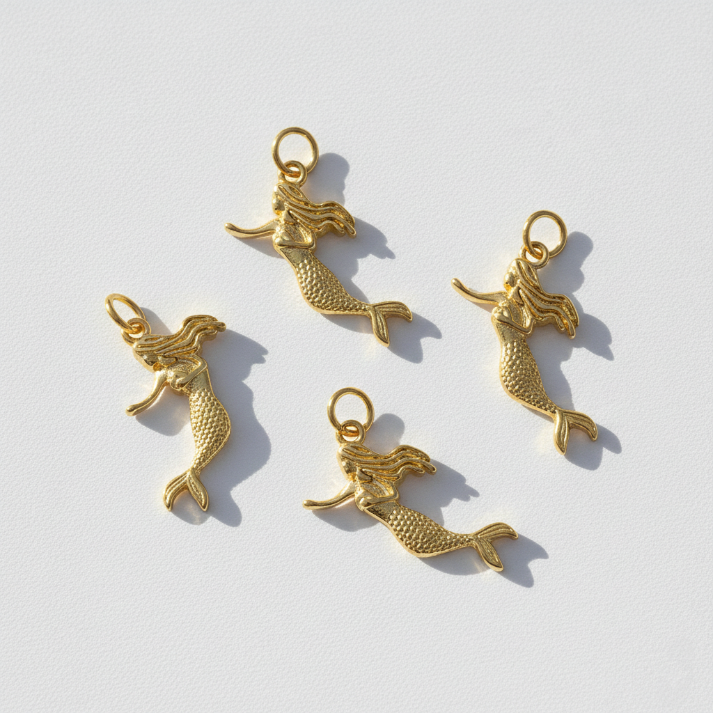 Gold Filled Mermaid Charm For Bracelet Necklace