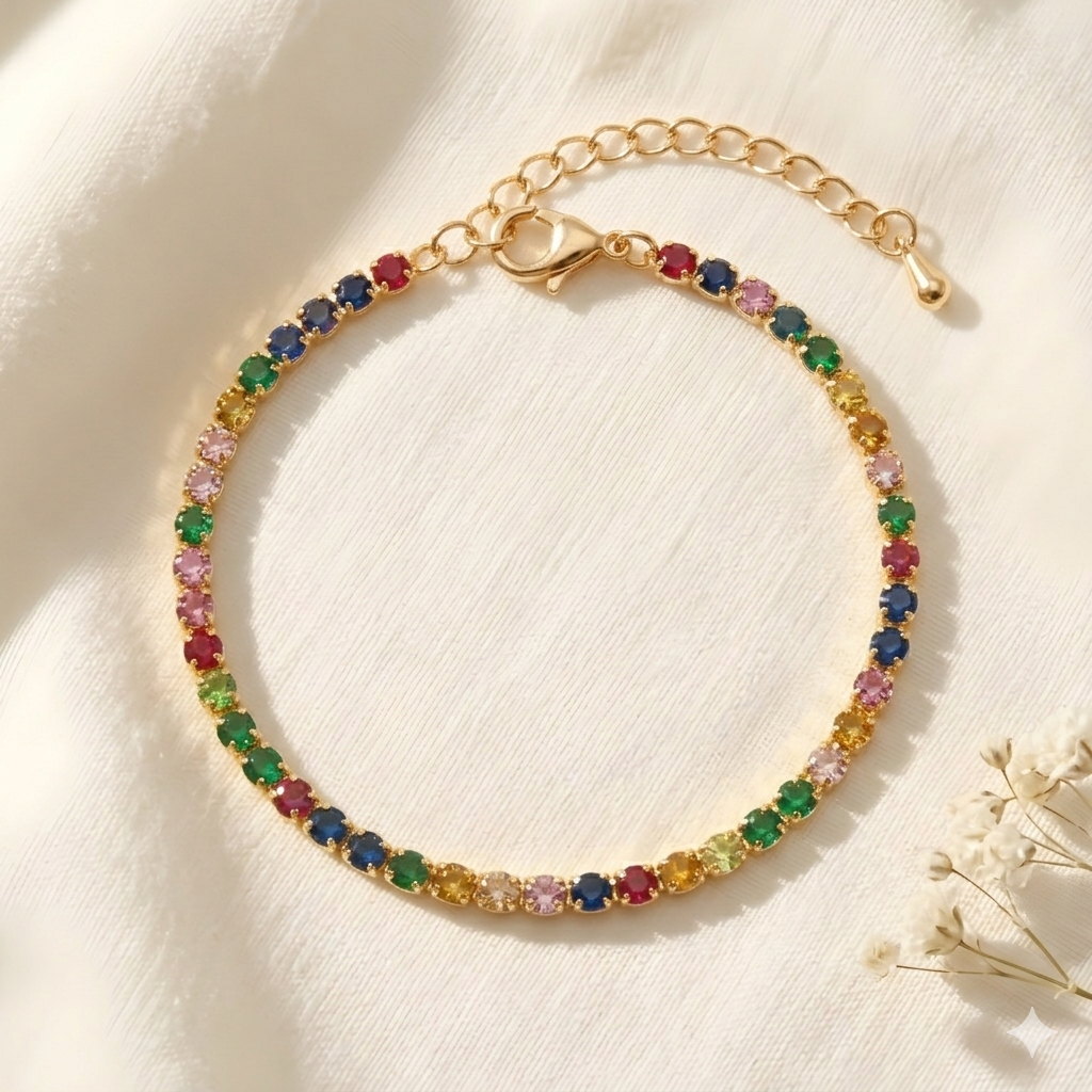 Multi Color Moissanite Tennis Bracelet