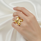 Gold Double Chevron Statement Ring