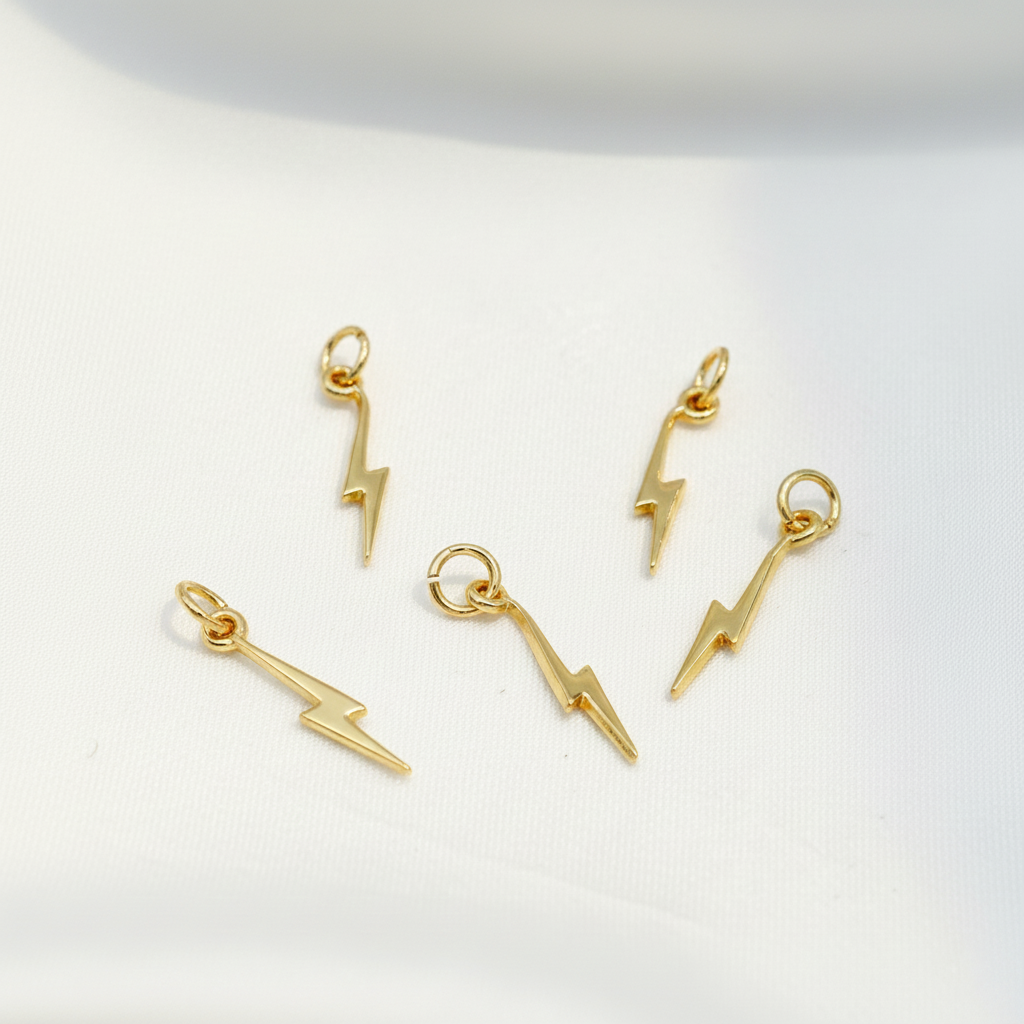 Gold Lightning Bolt Charm – Mini Power Pendant