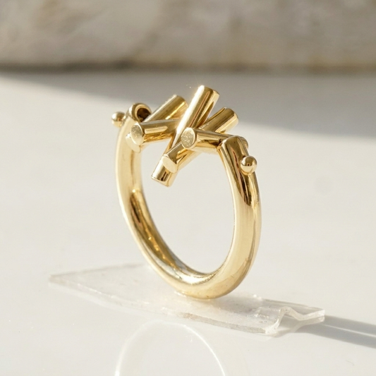 Gold Plated Geometric Bar Ring