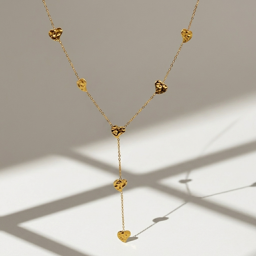 Golden Heart Drop Necklace
