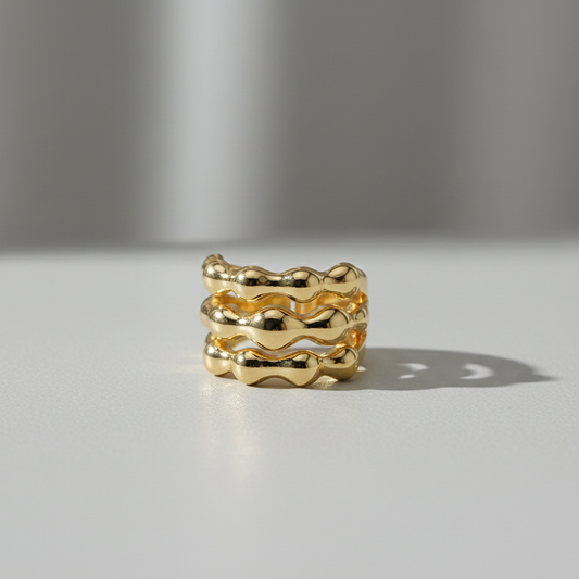 Bold Gold Wave Band Ring