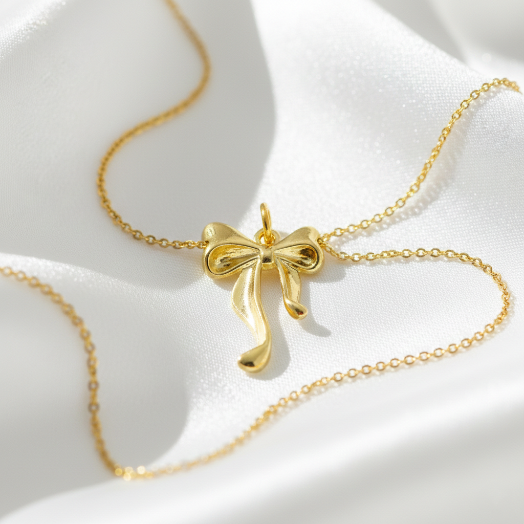 Golden Bow Charm – Mini Ribbon Pendant