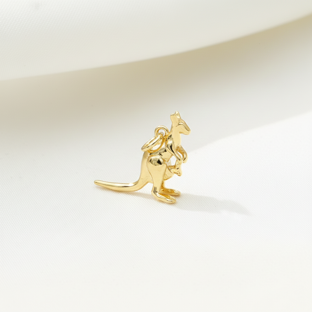 Gold Kangaroo Charm – Cute Australian Animal Pendant