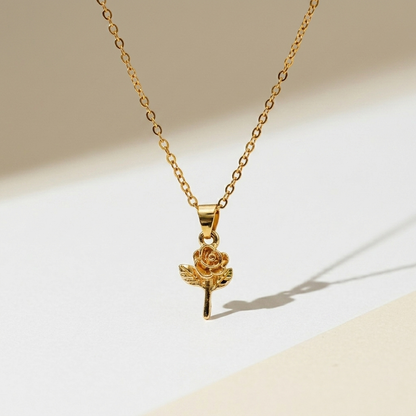 Golden Rose Pendant Necklace