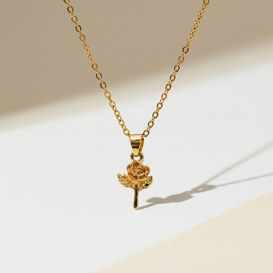 Golden Rose Pendant Necklace