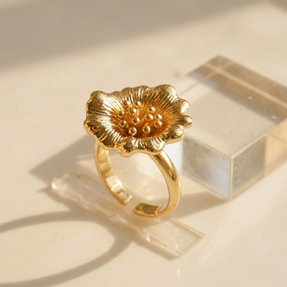 Gold Plated Flower Statement Ring