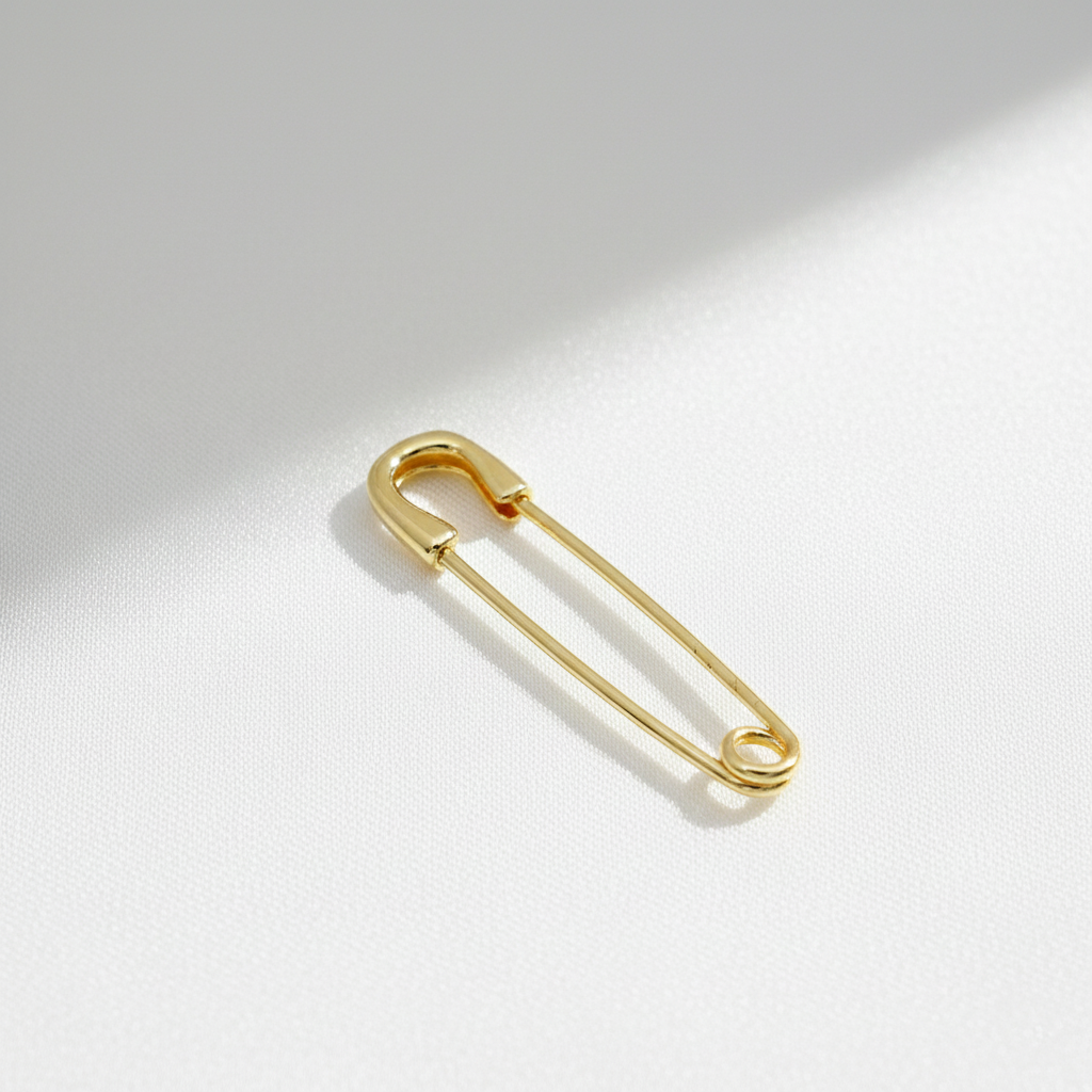 Gold Safety Pin Charm Pendant