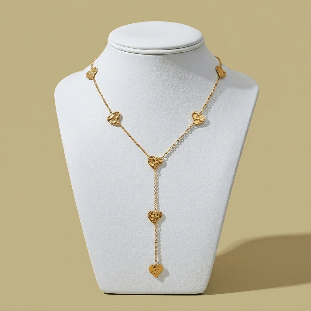 Golden Heart Drop Necklace
