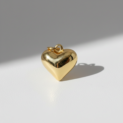 Polished Gold Puffy Heart Charm