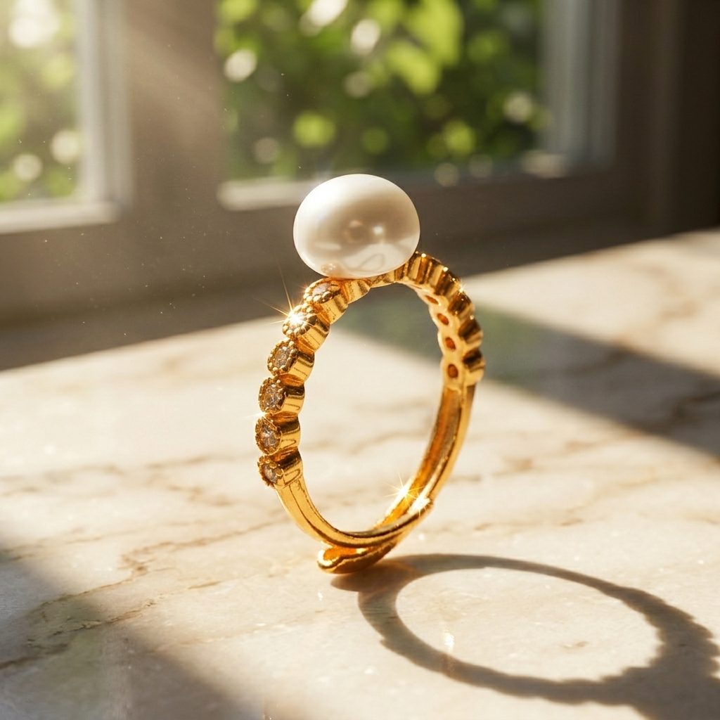 Pearl Ring with Crystal Band