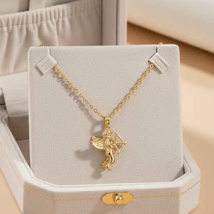 Yellow Gold Cupid Angel Necklace