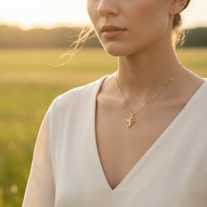 Yellow Gold Cupid Angel Necklace
