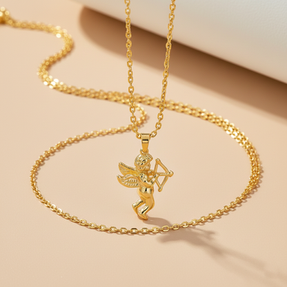 Yellow Gold Cupid Angel Necklace
