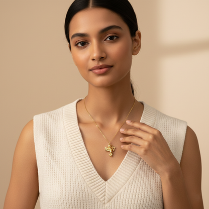 Yellow Gold Cupid Angel Necklace