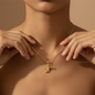 Yellow Gold Cupid Angel Necklace