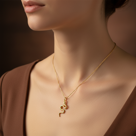 Yellow Gold Snake Pendant Necklace