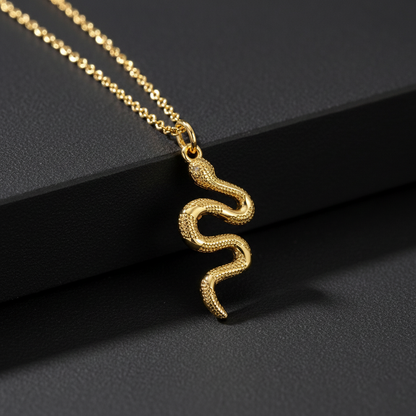 Yellow Gold Snake Pendant Necklace