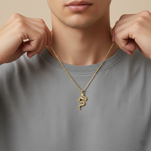 Yellow Gold Snake Pendant Necklace