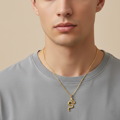 Yellow Gold Snake Pendant Necklace
