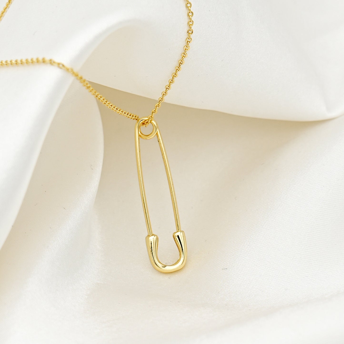Gold Safety Pin Charm Pendant