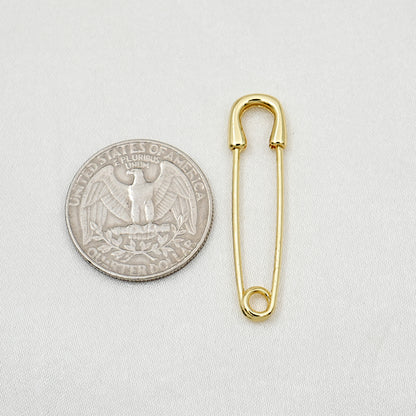 Gold Safety Pin Charm Pendant