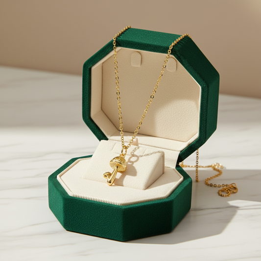 Gold Mushroom Pendant Necklace