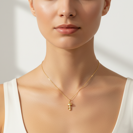 Gold Mushroom Pendant Necklace