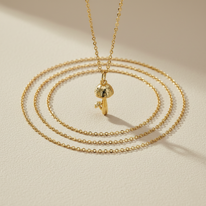 Gold Mushroom Pendant Necklace
