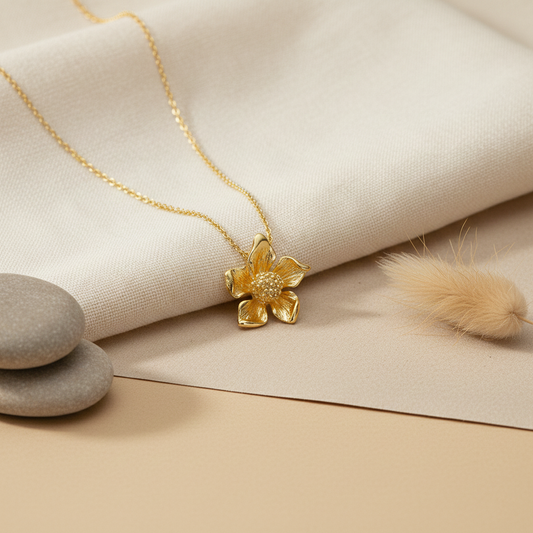 Yellow Gold Bloom Flower Necklace