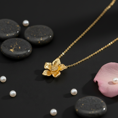 Yellow Gold Bloom Flower Necklace