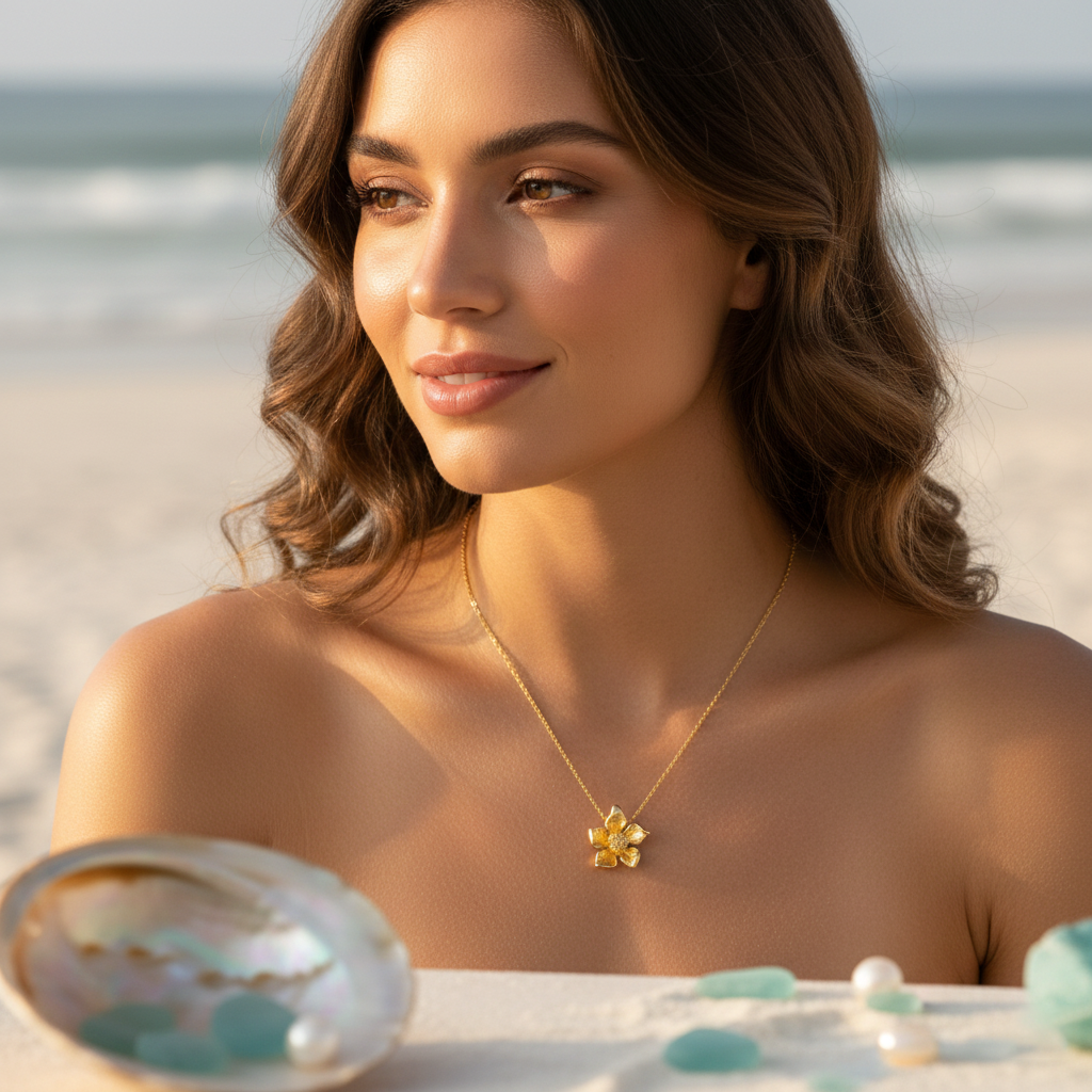 Yellow Gold Bloom Flower Necklace