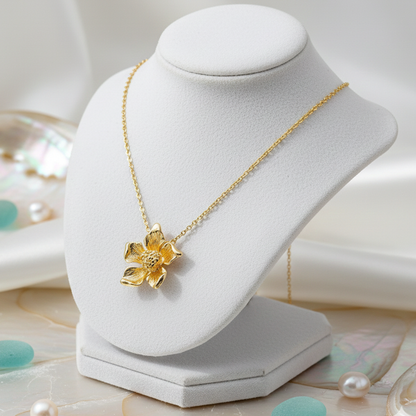 Yellow Gold Bloom Flower Necklace